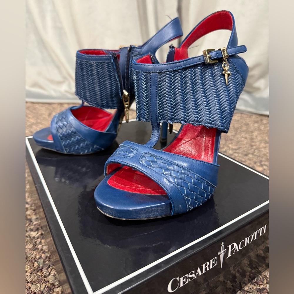 Cesare Paciotti Blue and Red Heels